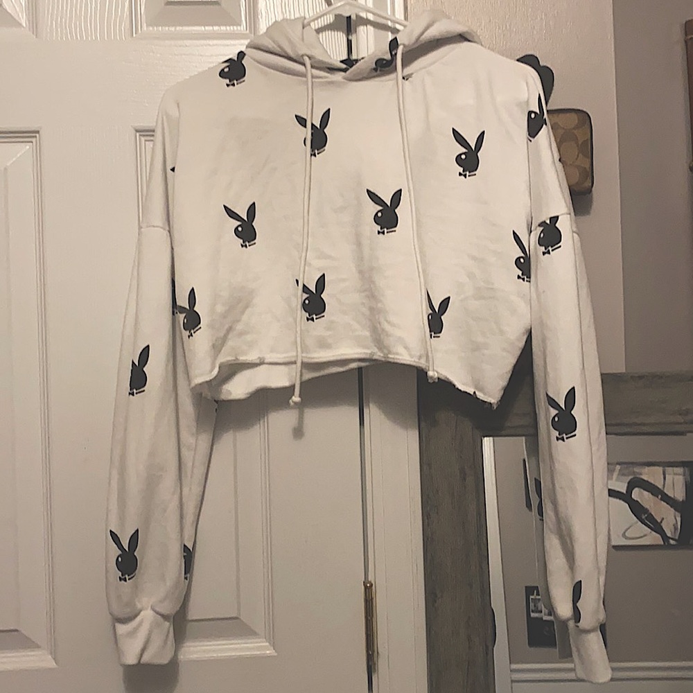 cropped play boy hoodie